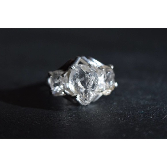 Raw Diamond Engagement Ring Unique Gemstone Sterling Silver Size 4 5 6 7… - Picture 5 of 10